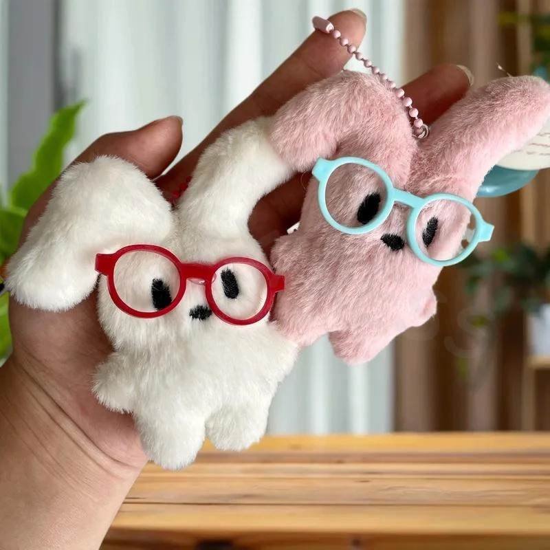 حلقة مفاتيح قطيفة على شكل أرنب أحمر على شكل أرنب؛ رائعة كديكور حقيبة الظهر وهدايا للأزواج #4