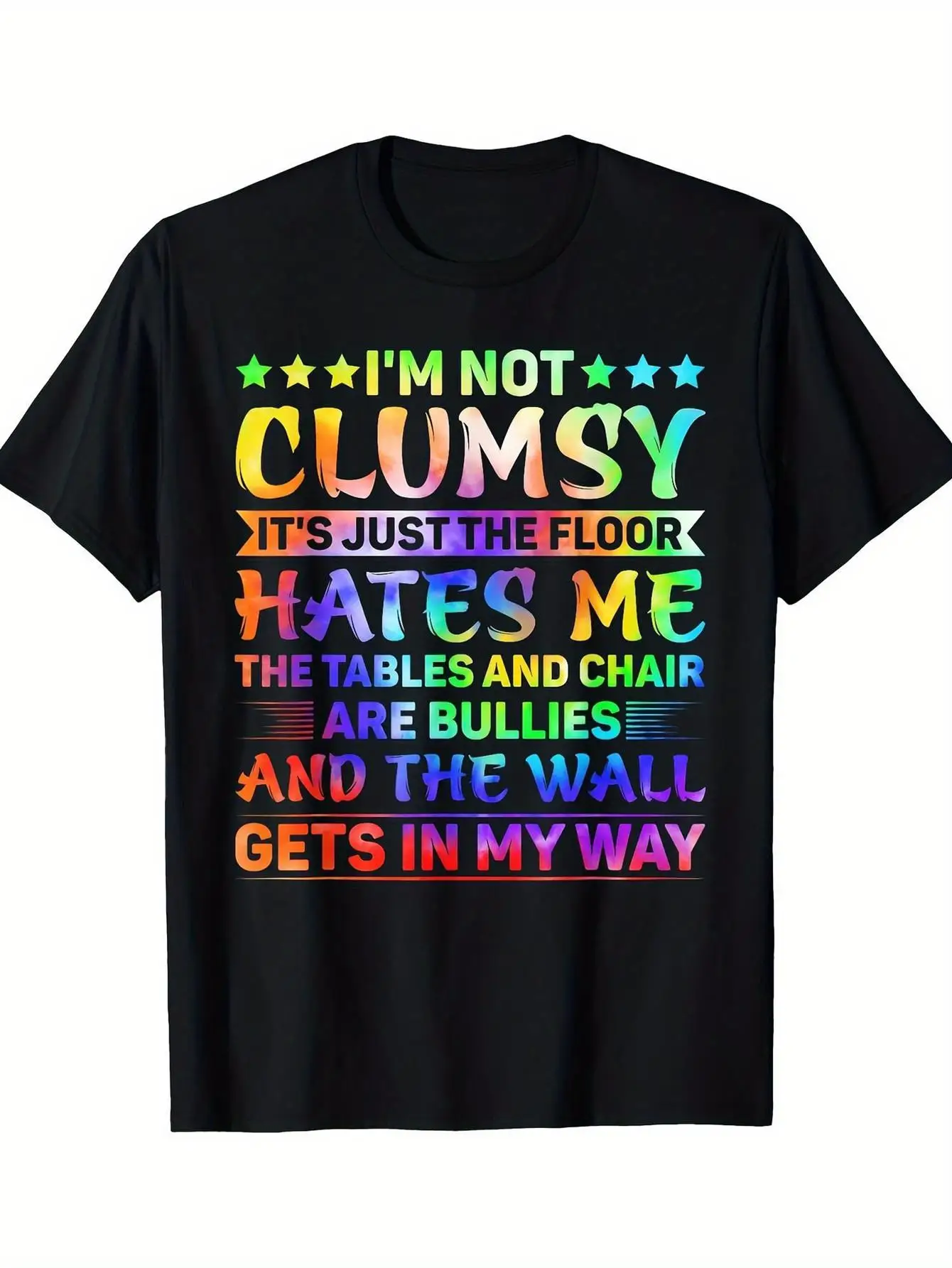 남성용 펀 아이로니 티셔츠 - "나는 허술하지 않다" 다채로운 텍스트 슬로건 - 100% 면 캐주얼 반팔 - 블랙 티셔츠