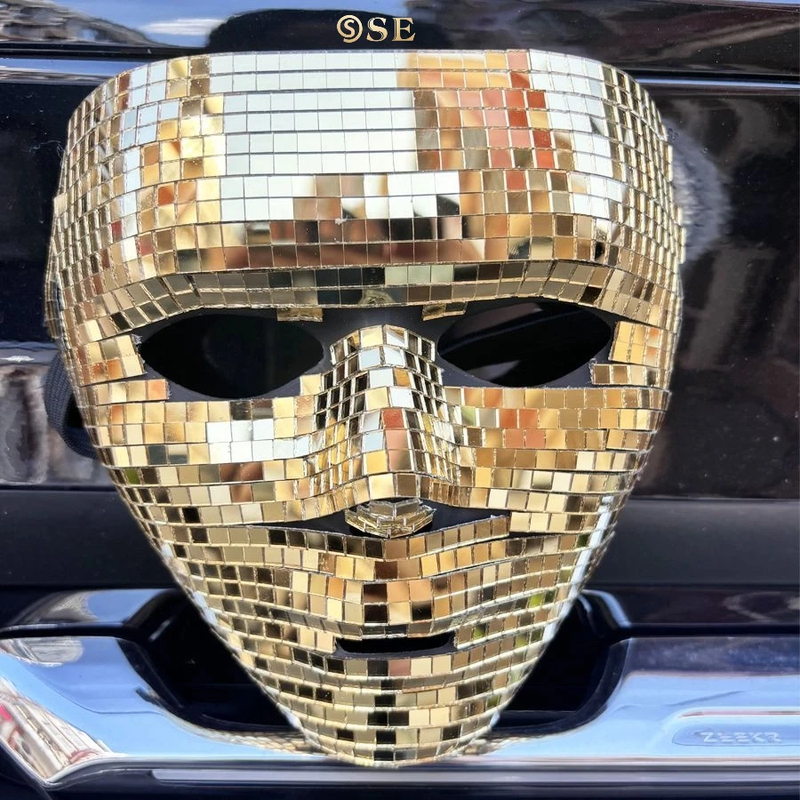 انفجارات ديسكو قناع عاكس حفلة الهالوين C قطعة أثرية مرآة كاملة الوجه مغطاة بتأثير فسيفساء رائع هدية حفلة عيد الميلاد #1