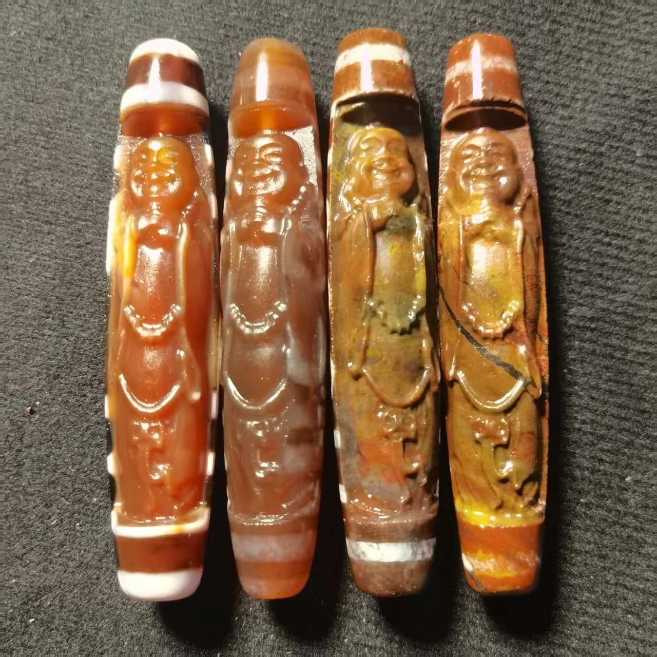 

1pcs/lot Red White Brown Color Carving LAUGHING BUDDHA 16*78mm Natural Agate Ji Powerful Amulet Collectible Pendants