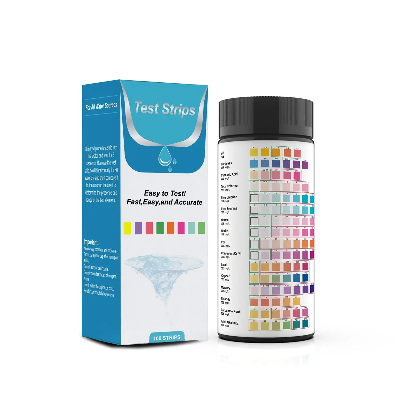 Accurate Water Testing Kits Multipurpose 16 in 1 Water Test Strips for Industrial Waste Water Science Experiments Spring Water