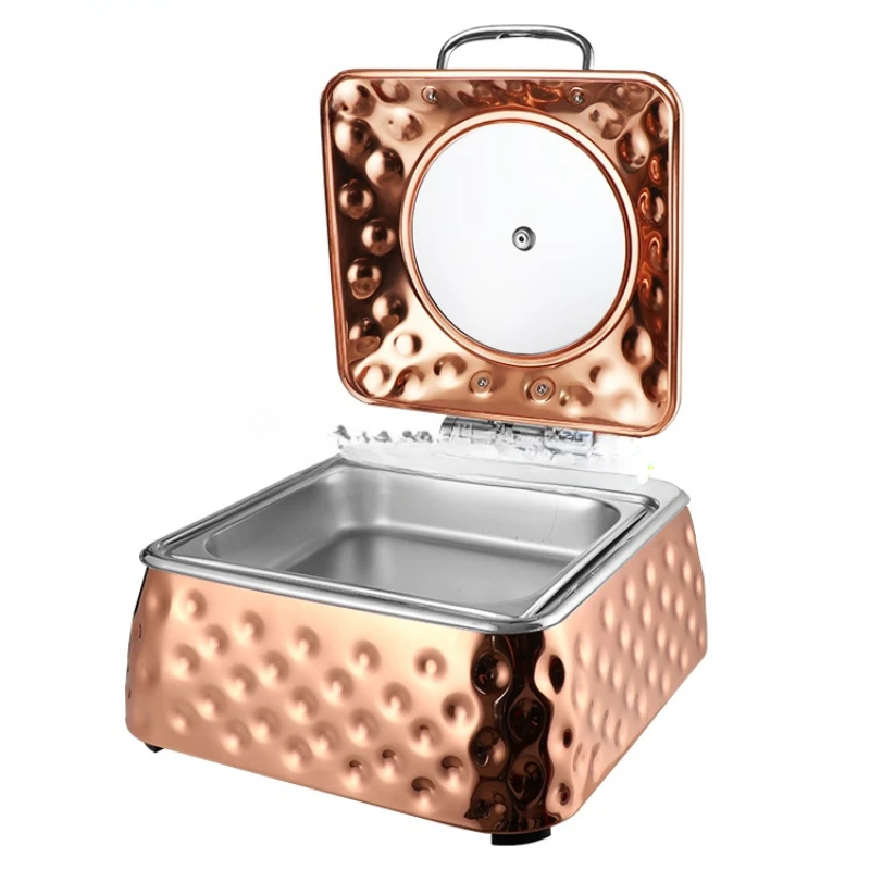 hotel & restaurant supplies stainless steel rose gold 6 liter square chafing dish