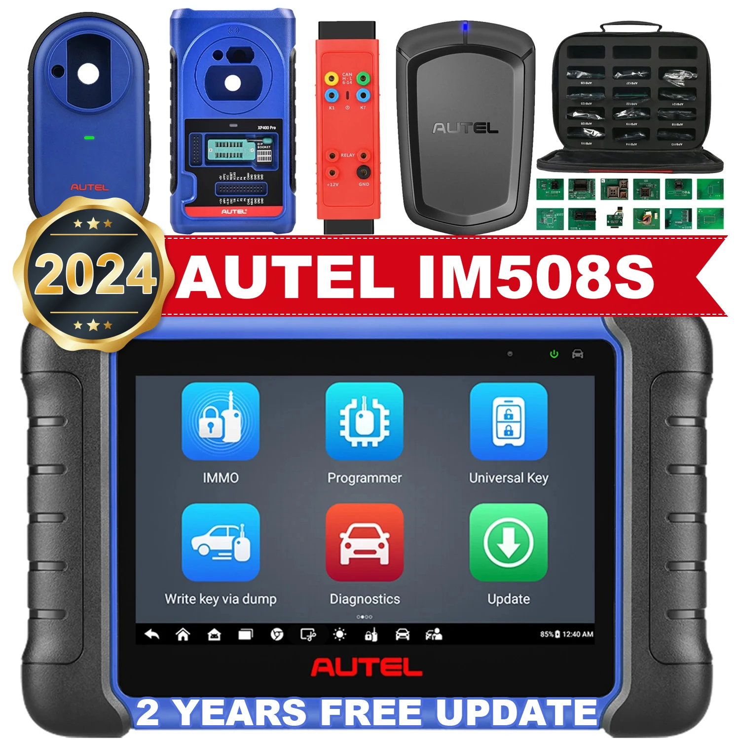 Autel Key Programmer IM508S Car Diagnostic Tool 2024 IMMO Anti-Theft Programming Scanner, All-in-One Kit, Upgrade of IM508