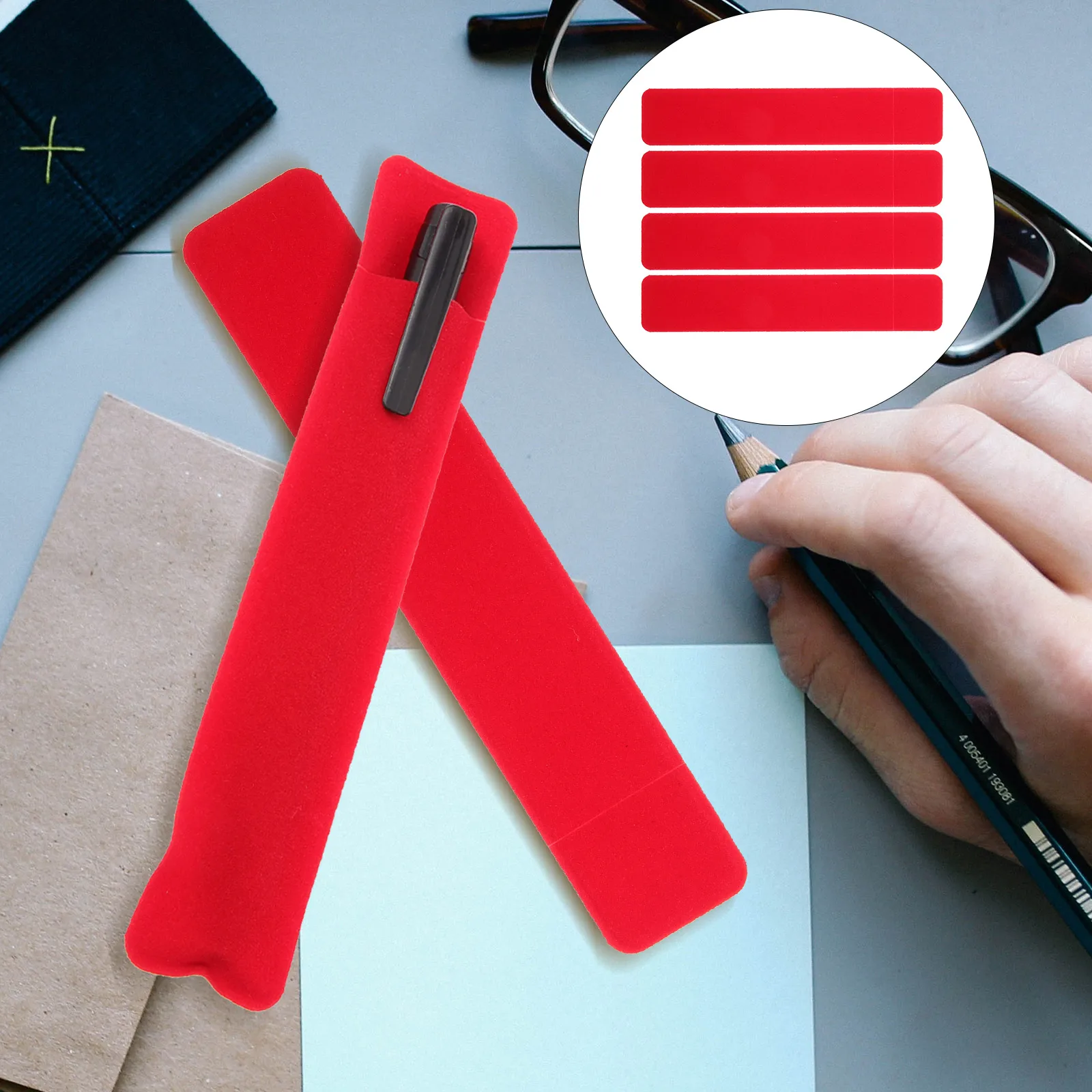 20pcs PVC Flocked Cloth Pen Sleeves Square Cap Pen Cases for Fountain Pens Markers Protection Gift Packaging Bags