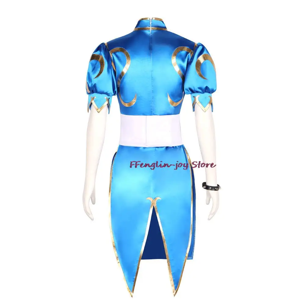 Anime Street Fighter Cosplay Chun-Li Cheongsam Dress Sets Adult Women Cute Halloween Carnival Party Show Costumes