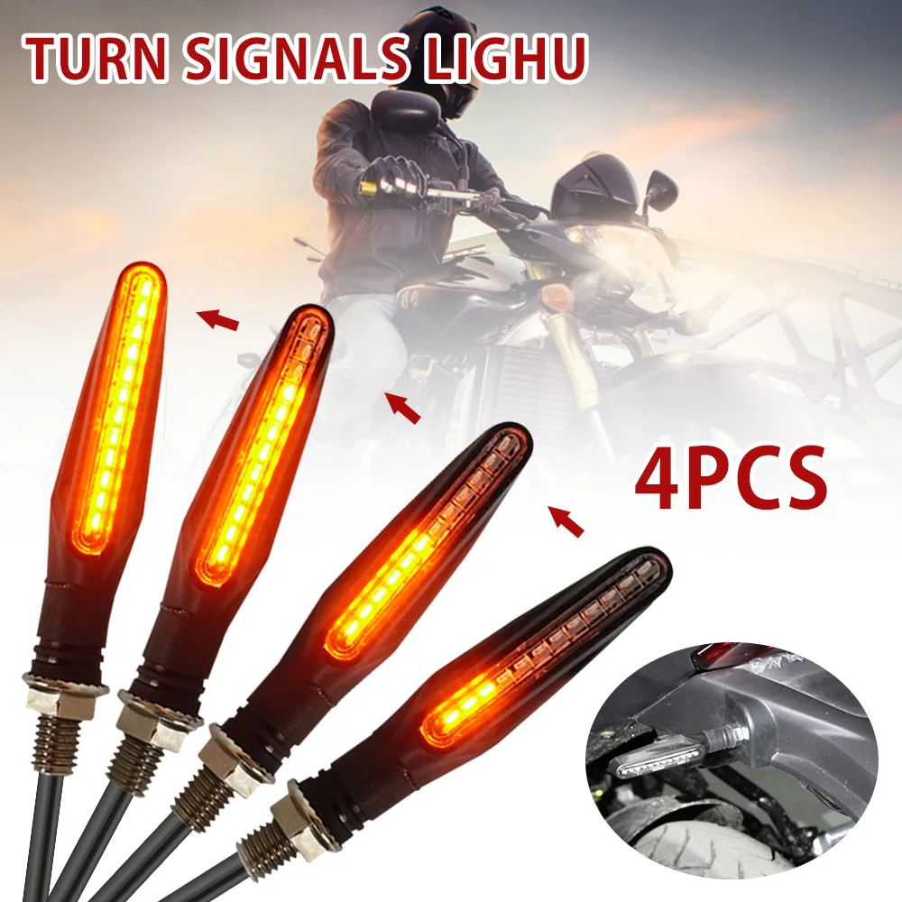 4Pcs Motorcycle Turn Signal Lights Universal LED Motorbike Turning Indicators Daytime Running Waterproof 12V Motorbike Lights