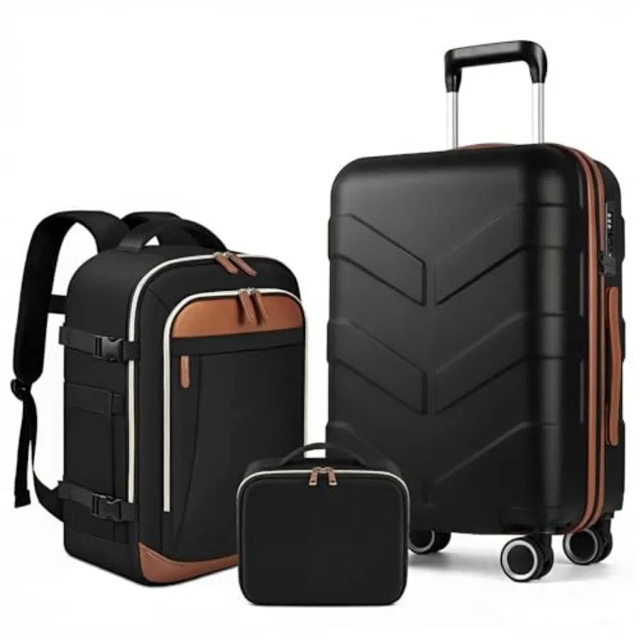 

Expandable Luggage Set with Backpack - 21In Suitcase with TSA Lock and Spinner Wheels, Lightweight PP Hardshell Travel Luggage