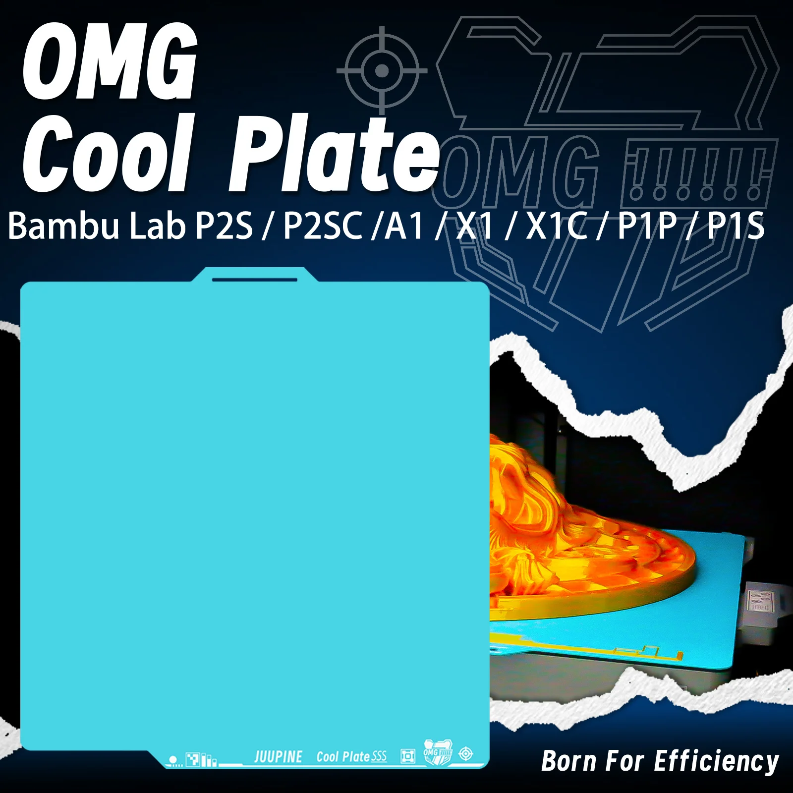 Juupine GECO Plate For Bambu Lab H2D X2D Build Plate PLA Bed Cold Plate For X1C A1 P2S X2D SuperTack Glacier For Bambu H2s Plate