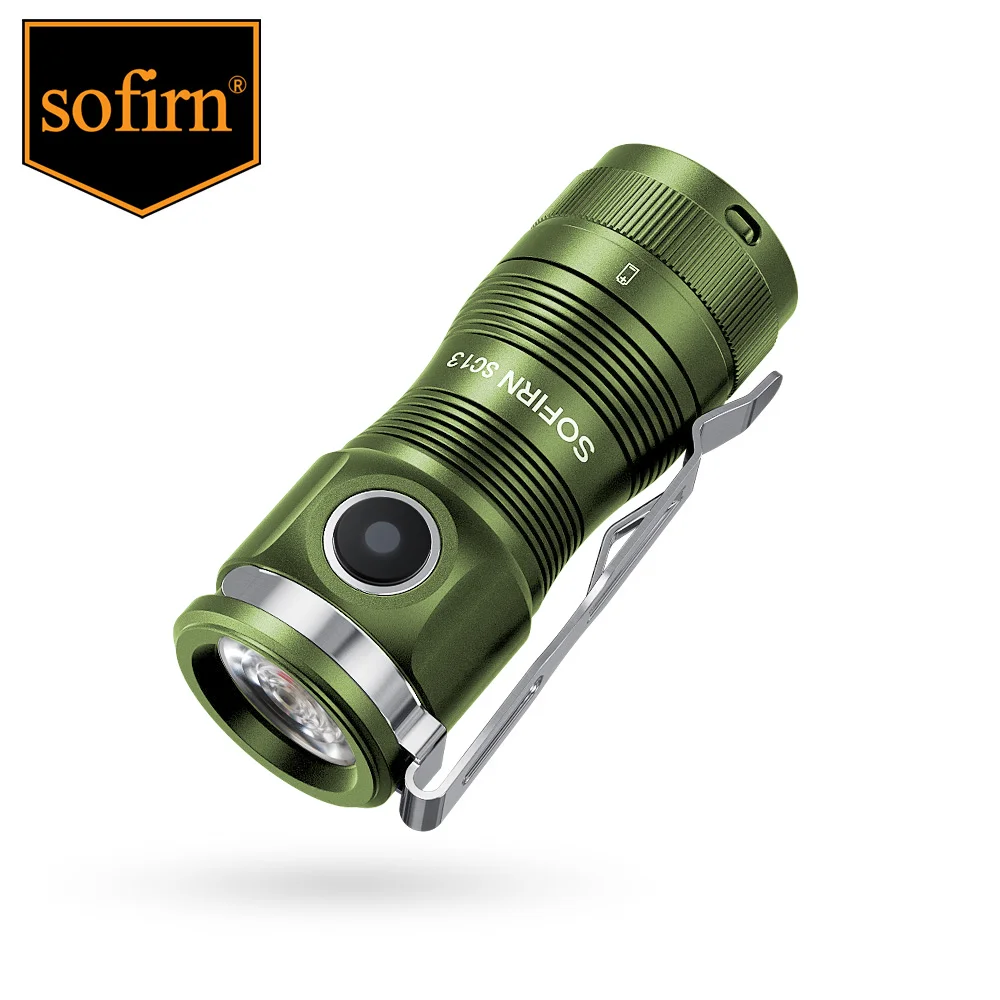 Sofirn Mini SC13 Green EDC Light 519A 18350 Перезаряжаемый фонарик 5000K 1100 лм Мощный светодиодный фонарь CRI с магнитом