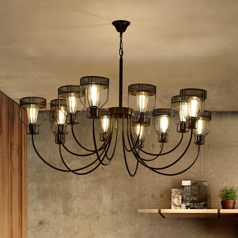 American Industrial Wine Glass Pendant Light Nordic Personality Living Room Restaurant Bar Chandelier Multiple LED Light Sources