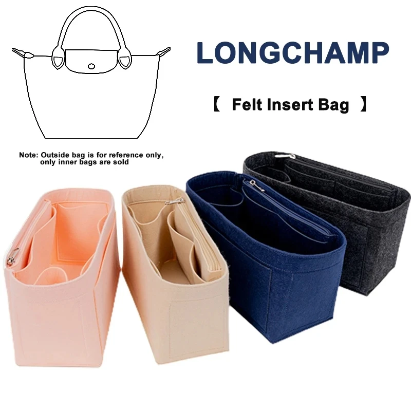 Felt Insert Bag Fits For Longchamp Handbag Liner Bag Felt Cloth Makeup Bag Support Travel Portable Insert Purse Organizer