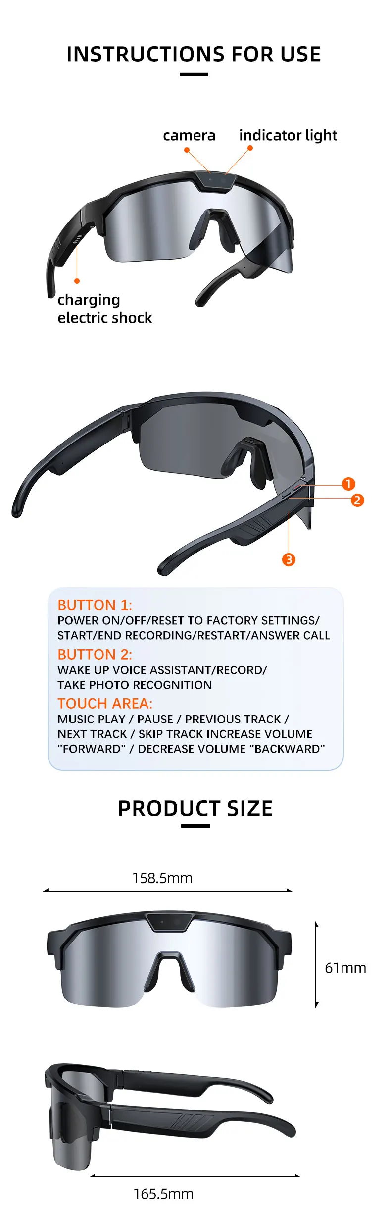 2026 Fahrrad-KI-Smart-Brille für Herren mit 3000W Kamera, 1200P Video, ChatGPT KI-Sprachassistent, 32GB, 150+ Übersetzungen, WLAN-Smart-Sonnenbrille – Detail 17
