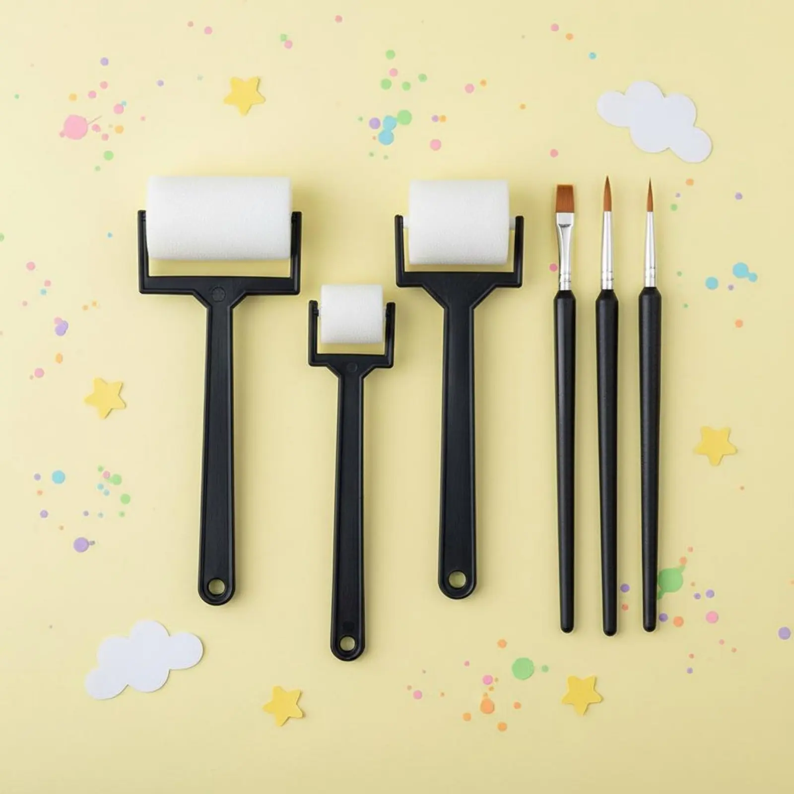 6 Pieces Sponge Cylinder Brush Set Assorted Sizes Brushes Foam Paint Cylinder Kit Kids Graffiti Tool Set for Young Children