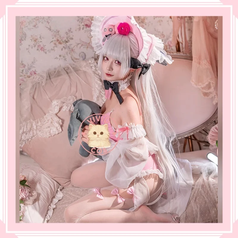 

Game Azur Lane Anime Cosplay Costume Role Playing Sexy Pink Leather Jumpsuit Outfit for Women Adult Comic Con Halloween Party