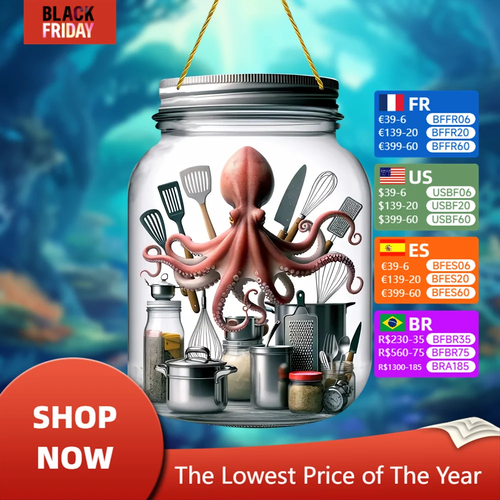 Octopus Home Kitchen Appliances,Acrylic Mason Jars,Garden,Living Room/Kitchen/Door Pendants,Kitchen,Window Pendants,Living Room