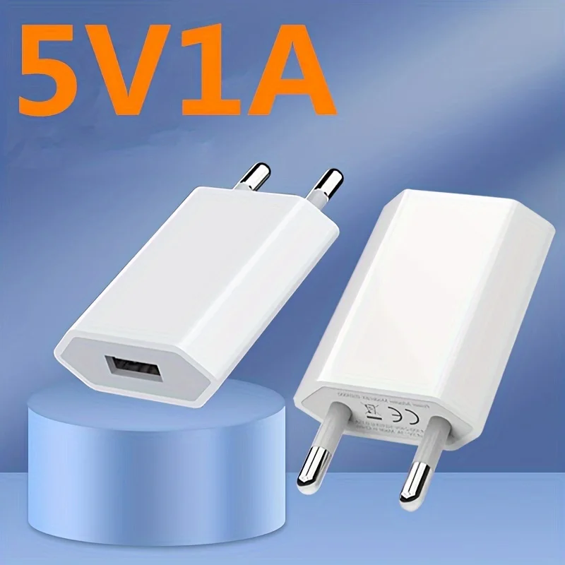 1/2/5PC 5V1A Universal USB Wall Charger with Short Circuit Protection - European Standard Plug for iPhone