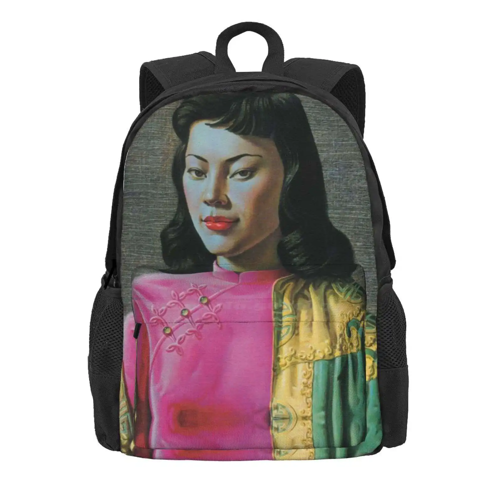 Miss Wong Vladimir Tretchikoff Vintage Painting, Famous Art Reproduction, Fashion Illustration Hot Sale Schoolbag Backpack