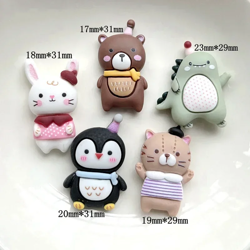 10 Kawaii Wenig Bär Kaninchen Pinguin Katze Harz Flache Diamant Dekoration Apple Diy Hochzeit Haarnadel Zubehör Sammelalbum Prozess