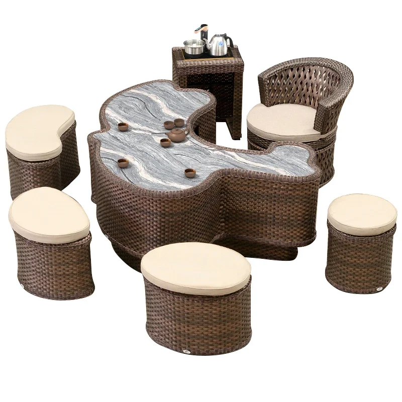 New Chinese tea tableand chair combination balcony living room domestic tea table