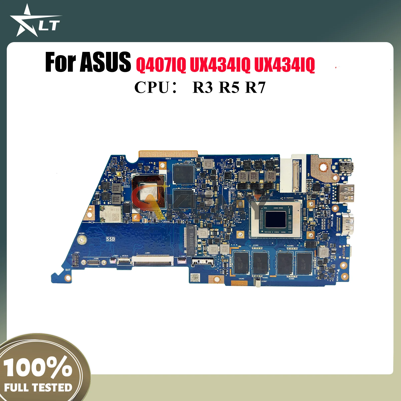 

Материнская плата UX434IQ для ноутбука ASUS ZenBook UX434I Q407IQ UX434IQ с процессором R3 R5 R7, 100% тестирование, ОК, быстрая доставка