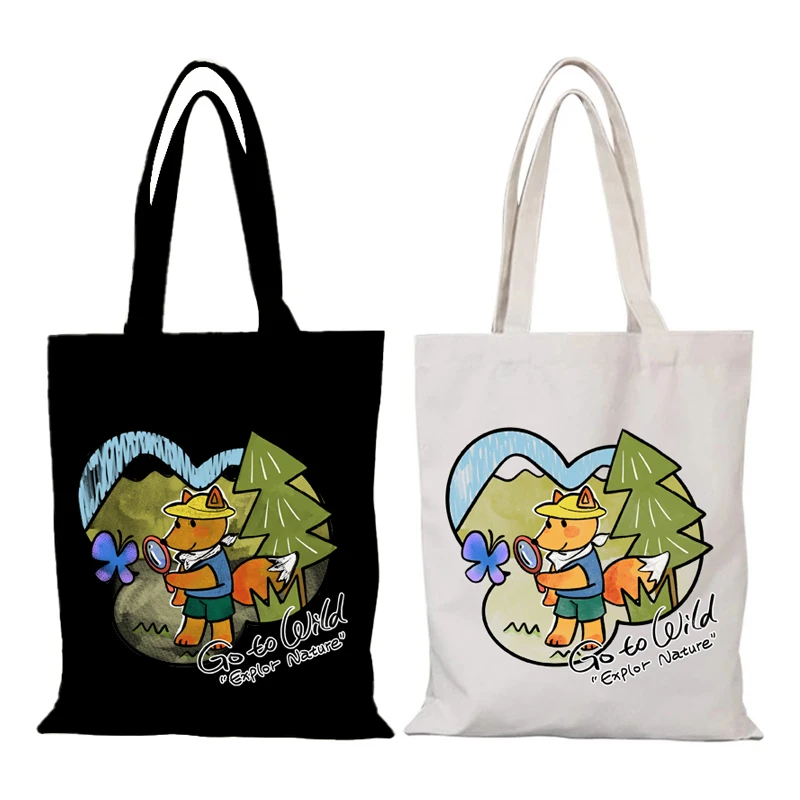 New Handbags Cute Canvas Tote Bag Cartoon Lady Bags Women's Shoulder Bag Eco Shopper Shopping Beach Cloth Handbag the Folding