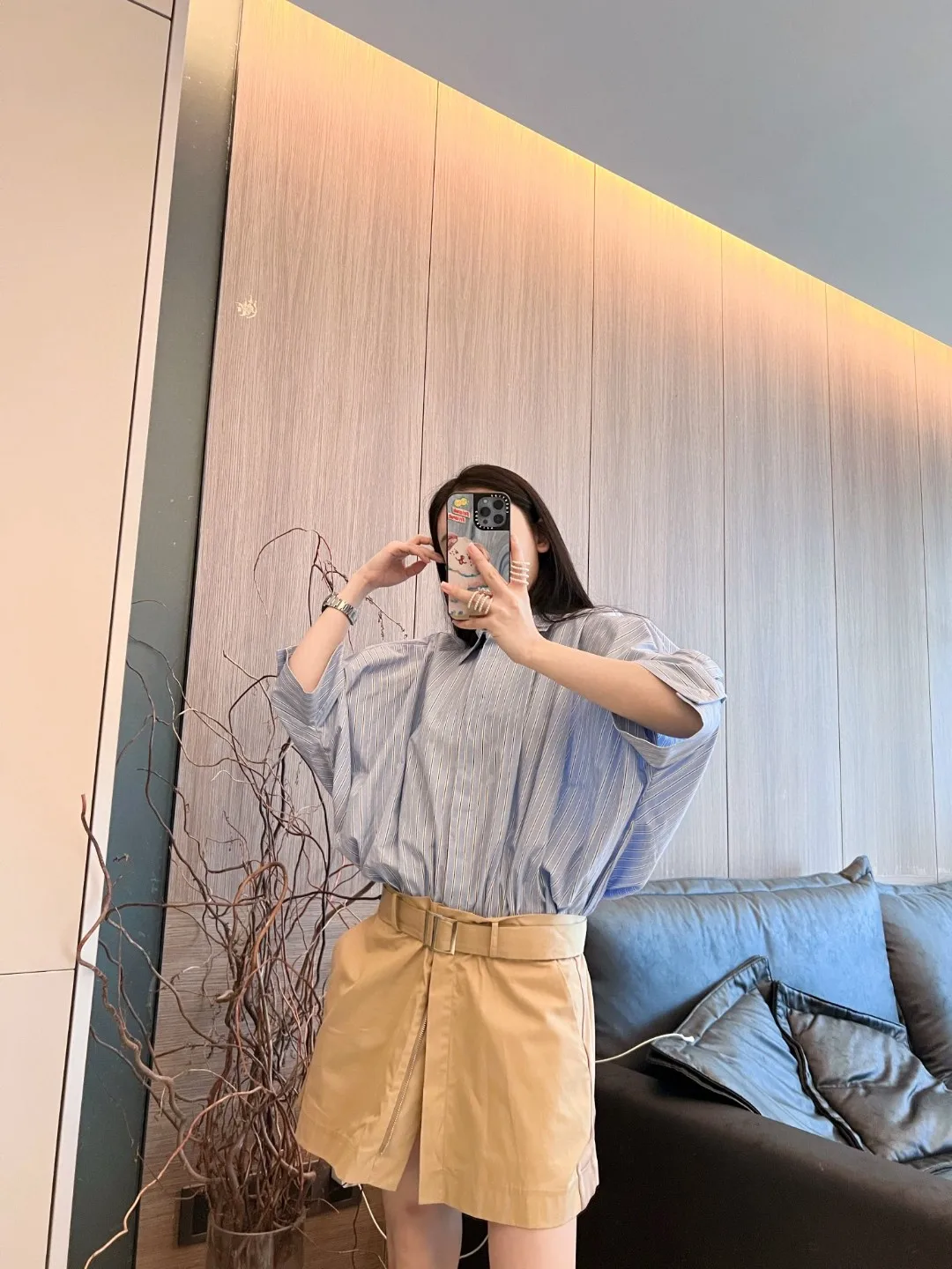 

Летнее свободное полосатое платье с пэчворком, повседневное, с поясом, с высокой талией, с воротником, с длинными рукавами, женское, модный дизайн