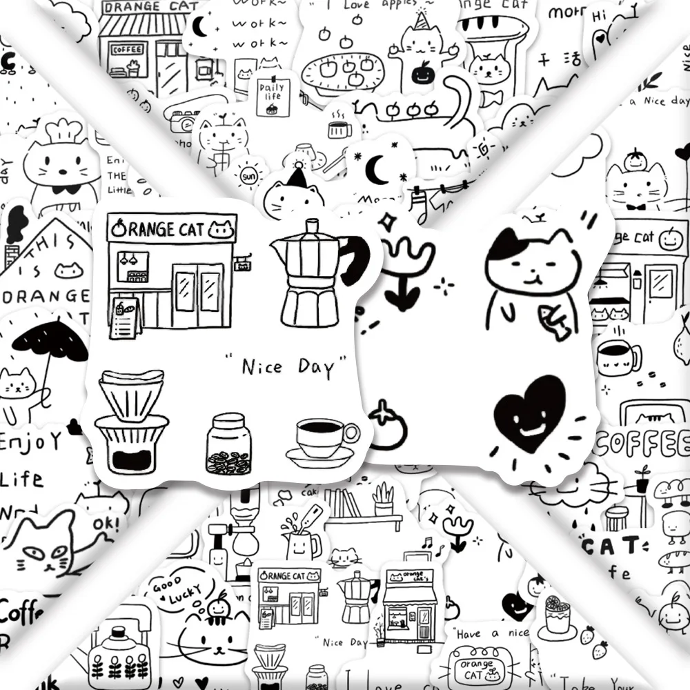 10/30/50/100PCS Cartoon Cute Orange Cat Doodle Stickers Creative Waterproof Decals Decorative Mobile Phone Case Water Cup