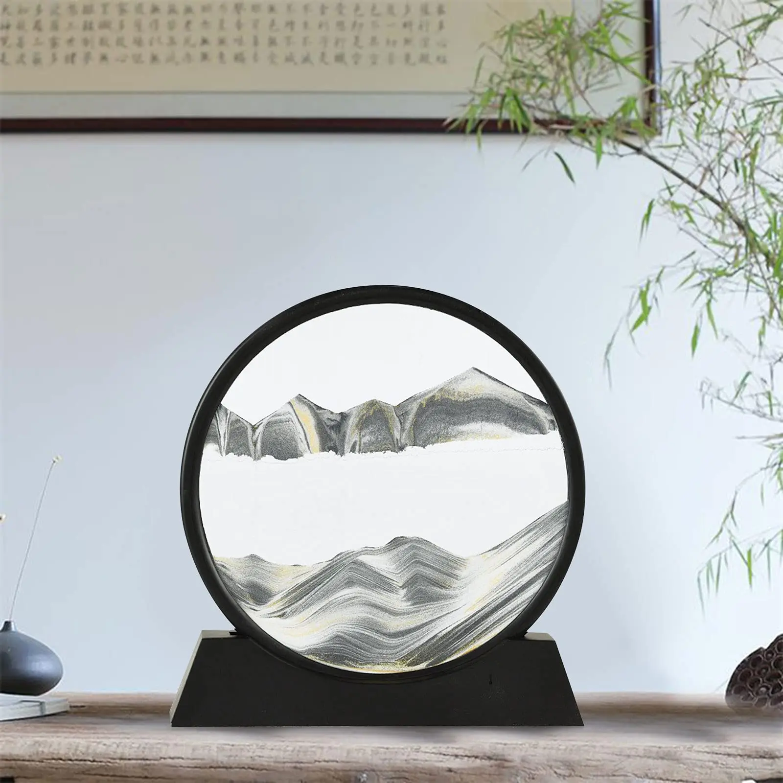 Moving Sand Art Picture Round Glass 3D Hourglass Deep Sea Sandscape In Motion Display Flowing Sand Frame 7/12inch For home Decor