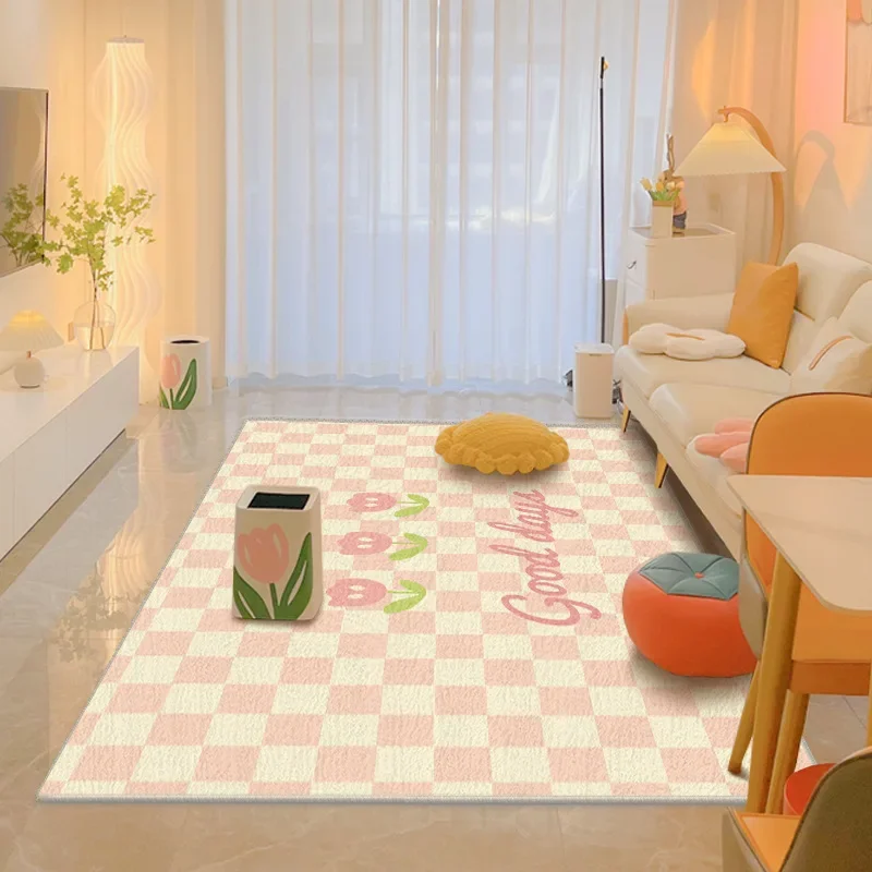 Checkerboard Carpets for Living Room Bedroom Decor Home Bedside Large Area Lattice Kids Play Floor Mats Fluffy Soft Lounge Rugs