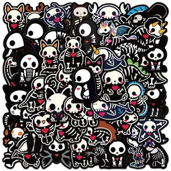 Pegatinas de calavera de esqueleto de animales de dibujos animados, calcomanías de vinilo impermeables, 50 piezas, para portátil, botella de agua, equipaje, cuaderno