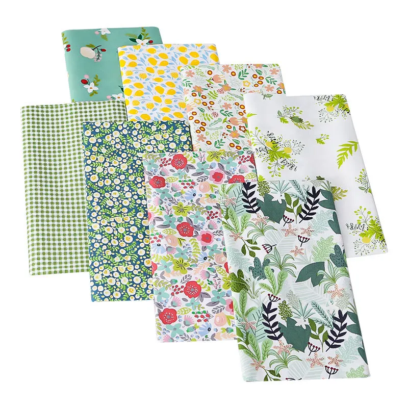 New Cotton Twill Printed Cloth DIY Handmade Patchwork Cloth Group 8 Pieces Packed with Cotton Floral Fabric