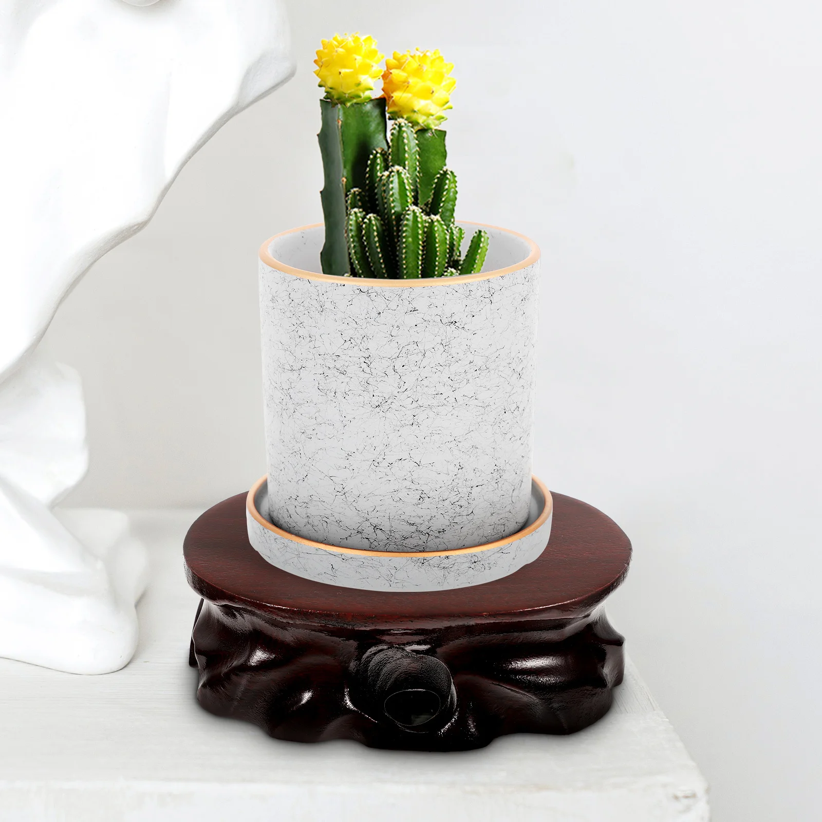 

Wooden Display Base for Crafts Teapot Or Flower Pot Stable Tabletop Decor Stand Handmade Wood Risers for Home Office Coffee Shop