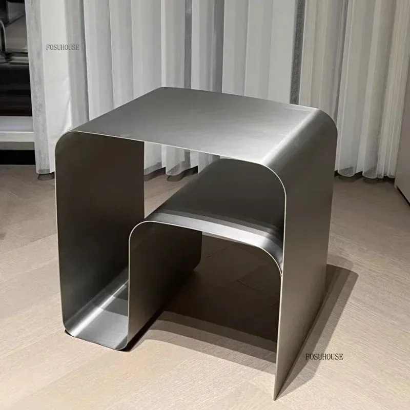 Stainless Steel Coffee Table Multifunctional Living Room Home Creative Storage Rack Bedroom Metal Bedside Table Side Tables