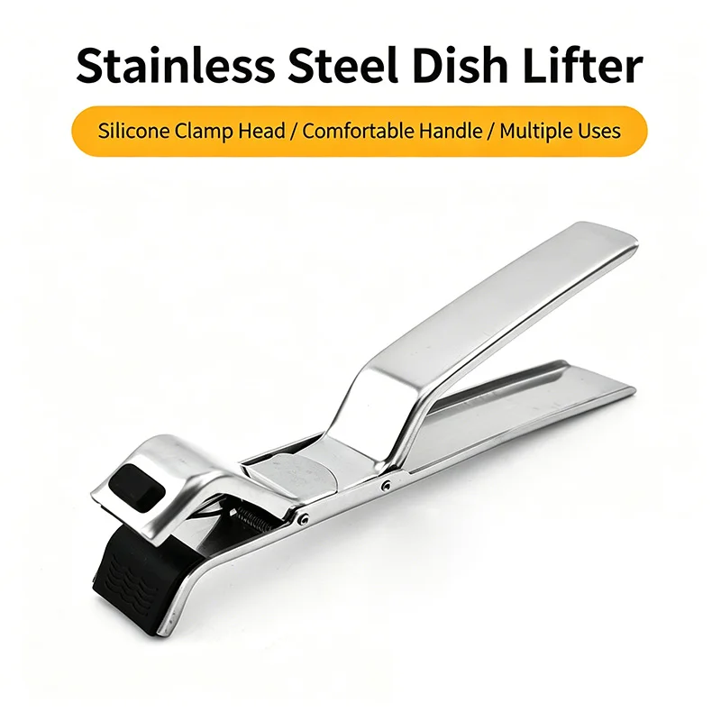 

Stainless Steel Anti-Scald Plate Gripper Clip Non-slip Silicone Lifter for Hot Dish Bowl Pot Steamer Kitchen Gadget Tools New