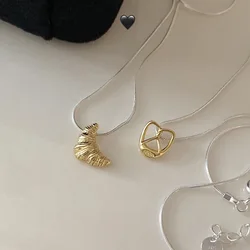 VENTFILLE 925 Sterling Silver Cow Horn Bun Necklace for Women Girl Golden Bread Sweet Korean Originality Gift Dropshipping