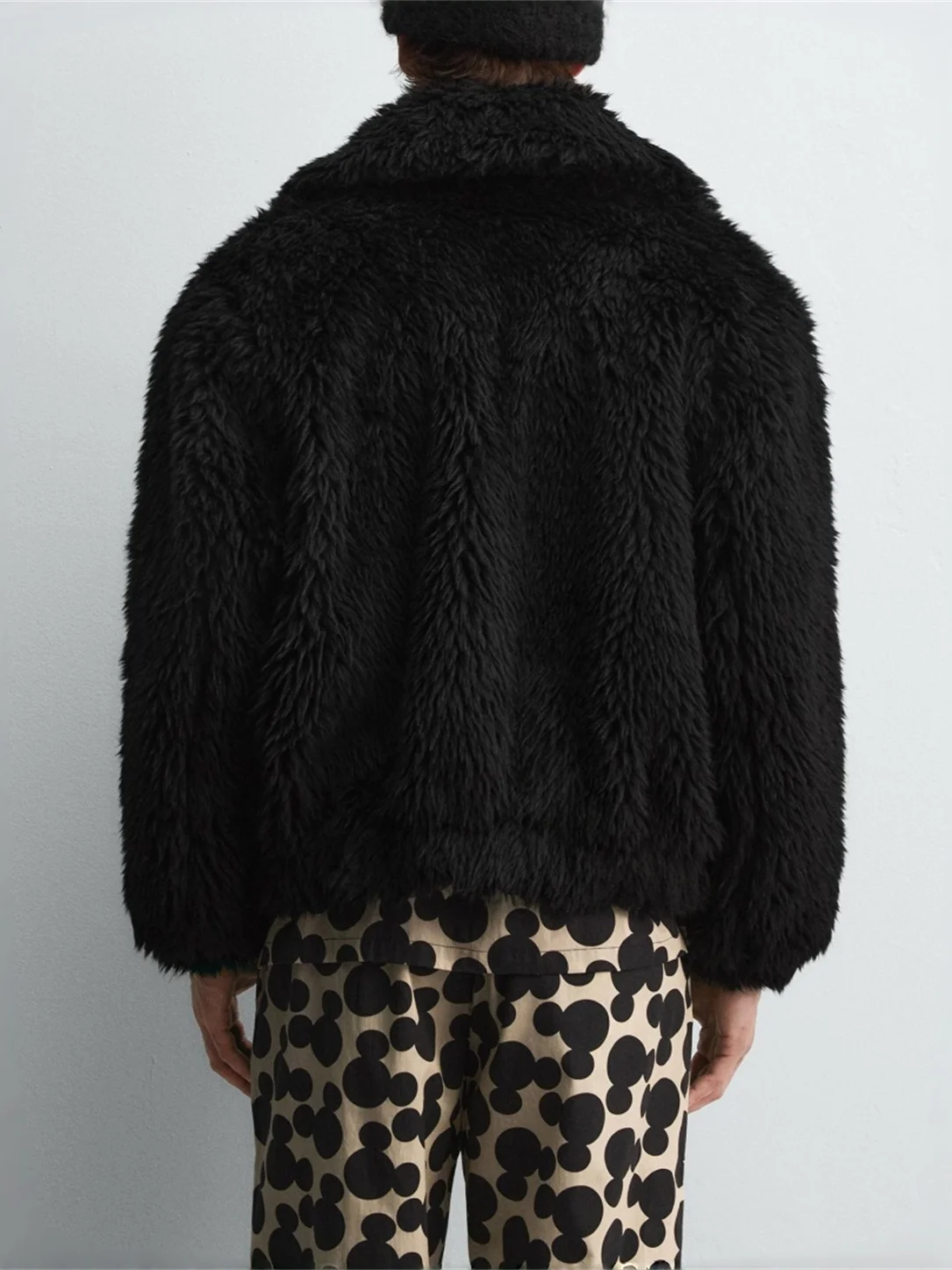 ملابس خارجية عصرية للرجال ذات تأثير جلدي طويل من Jaet Bla بياقة Jaet لخريف وشتاء جديد ملابس خارجية عصرية 5854302 #3