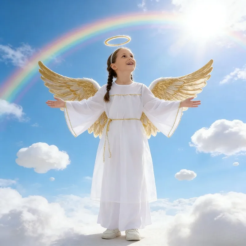 

Костюм ангела для ролевых игр для детей, наряд для рождественского театрализованного представления, платье для выступления на сцене, детский сад, косплей