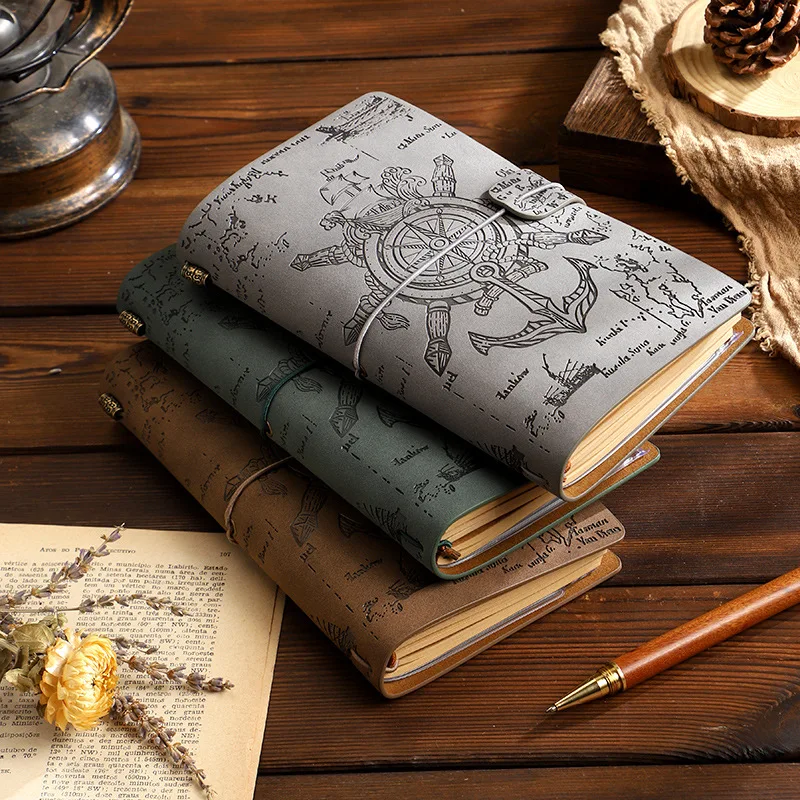Vintage Retro Bound Journal Notebook Set Elastic Closure Creative Kraft Paper Diary Writing Rustic Travelers Notebook Gift Idea