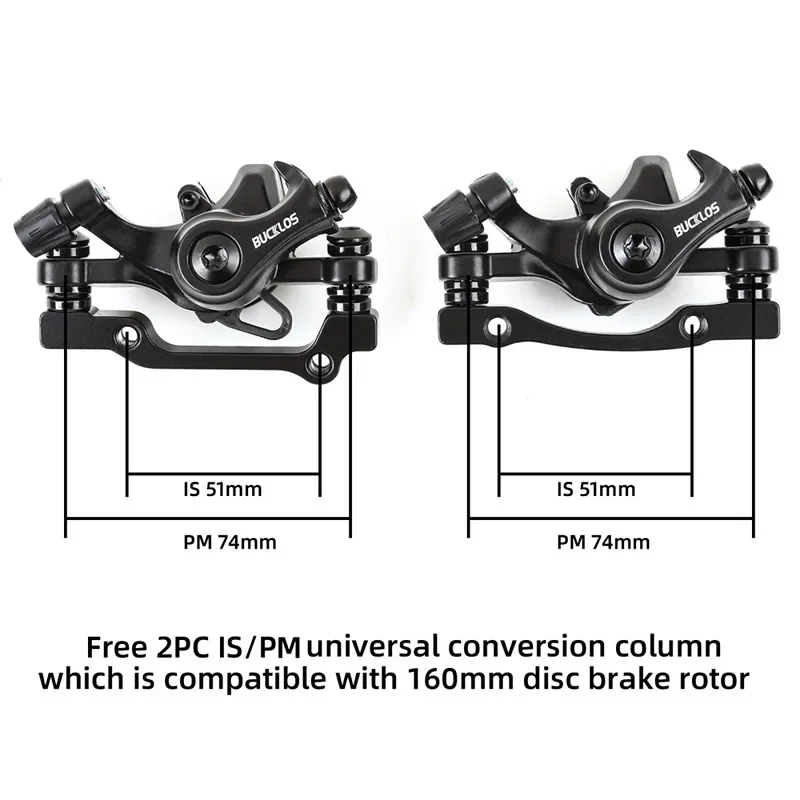 BUCKLOS Bicycle Mechanical Disc Brake Set Front Rear Mountain Bike Brake Caliper Lever 160mm Float Disc Rotor MTB Cable Line