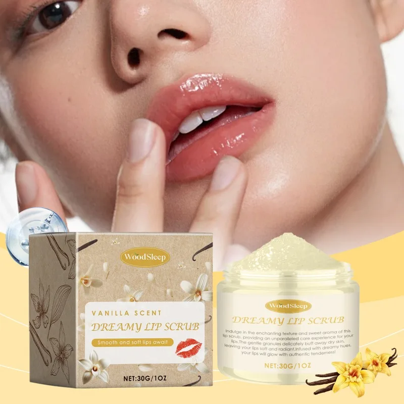 Vanilla Lip Scrub Moisturizing Remove Dead Skin Cells Repairing Dryness Cleansing Plumping Softe Lip Makeup Exfoliating Care 30g