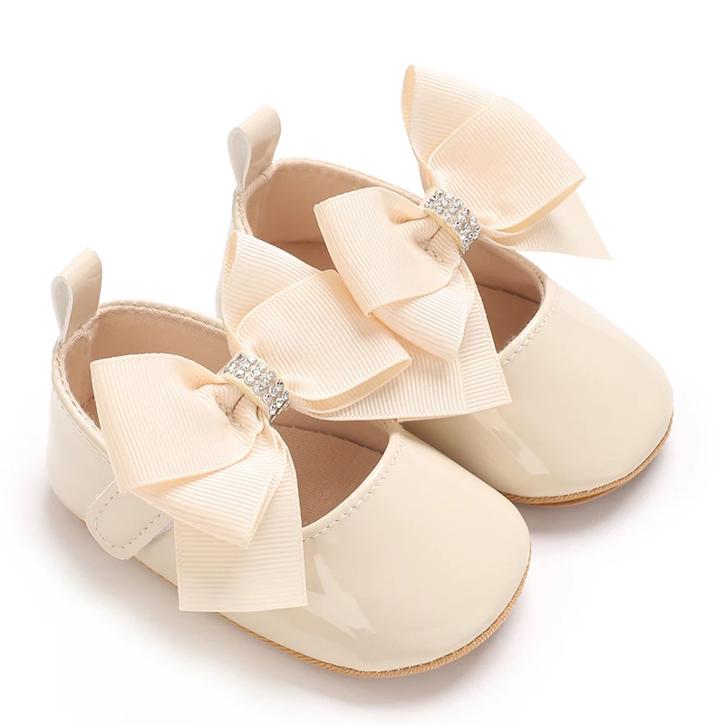 Niedliche Prinzessinnen-Babyschuhe, Frühlings- und Herbstedition, Schmetterlings-Schleifen-Dekoration, weicher PU-Boden, geeignet für 0–1 Jahre alte Babys – Detail 4