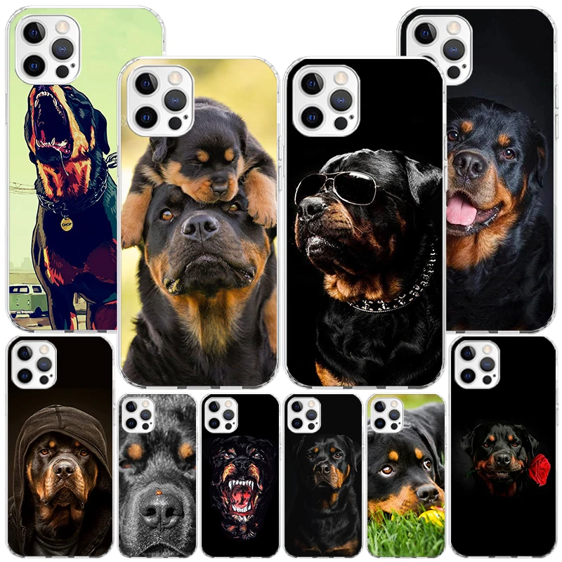 Rottweiler Dog Phnoe Case for Iphone 11 12 13 Mini 14 15 Pro Max X Xs Xr 7 Plus 8 + Apple 6S SE 2020 Unique Cover Coque