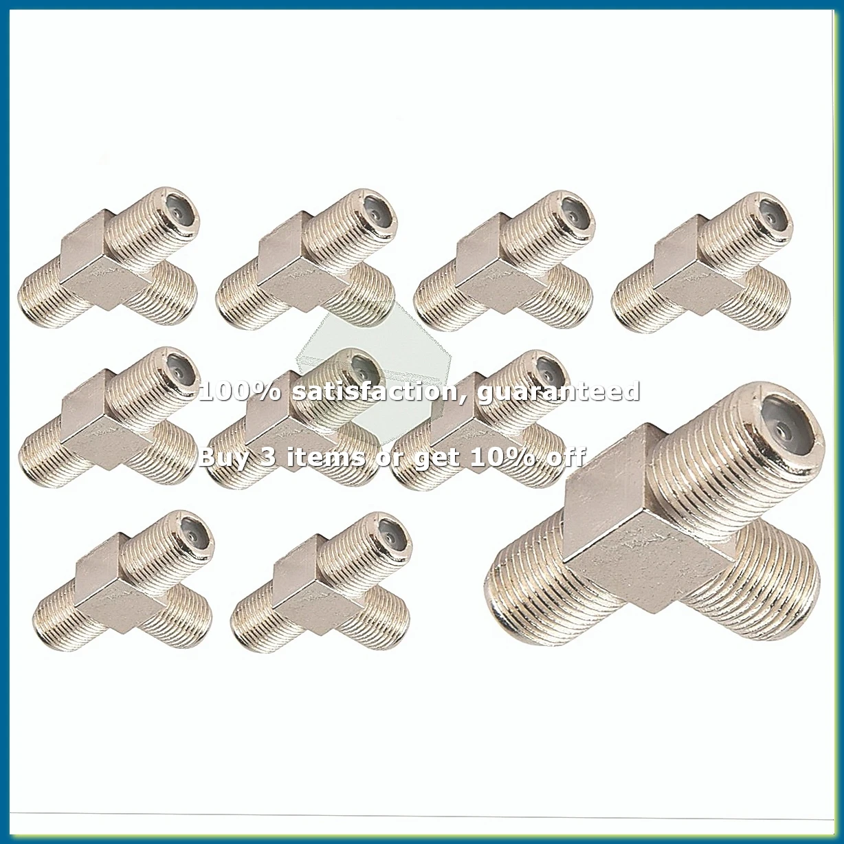 10-Pack 3-way F-Type Coax Cable Splitter Combiner Female to 3 Female for Video VCR Antenna TV Cable Satellite,silver