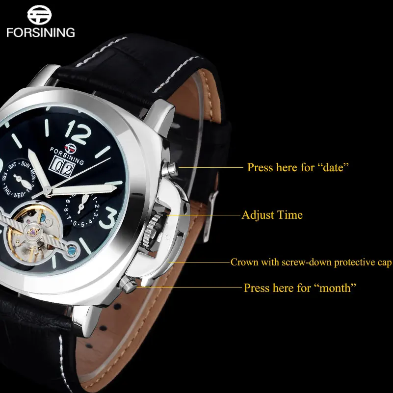 Fashion Forsining Top Brand Classic Mens Watches Tourbillion Genuine Leather Top Brand Luxury Automatic Mechanical Men Watch