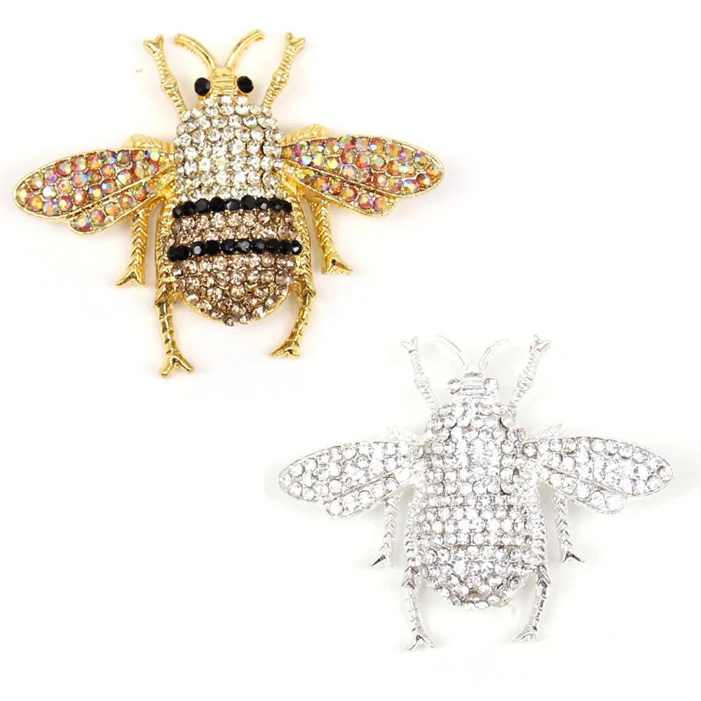 10 Pcs/Lot Fashion Women Jewelry Vintage Crystal Bumble Bee Brooch Honey Bee Brooches Pin Insect Rhinestone Brooches