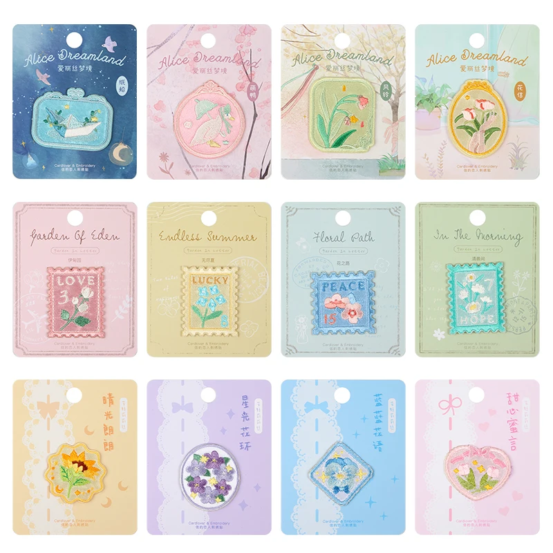 1 Piece Cute Student Notebook Embroidery Stamp Flower Clothing Patches Iron on Patches for Jeans DIY Accessories