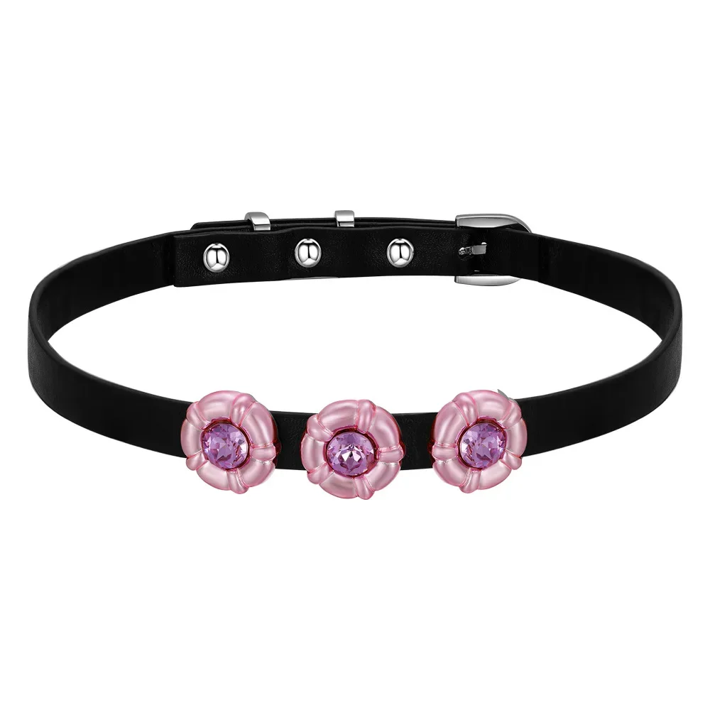 2025MINBA 3 سلسلة الدوبامين متعددة الزهور الجلدية الساخن فتاة الترقوة سلسلة المختنق حلقة عنق KTV الإناث الأكثر مبيعا طوق