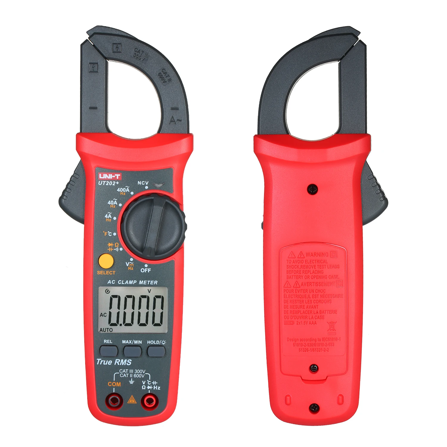 UNI-T UT202+ 4000 Counts Digital Clamp Meter True RMS Multimeter Clamp Ammeter Pengukur Tegangan AC NCV Test Universal Meter Tester