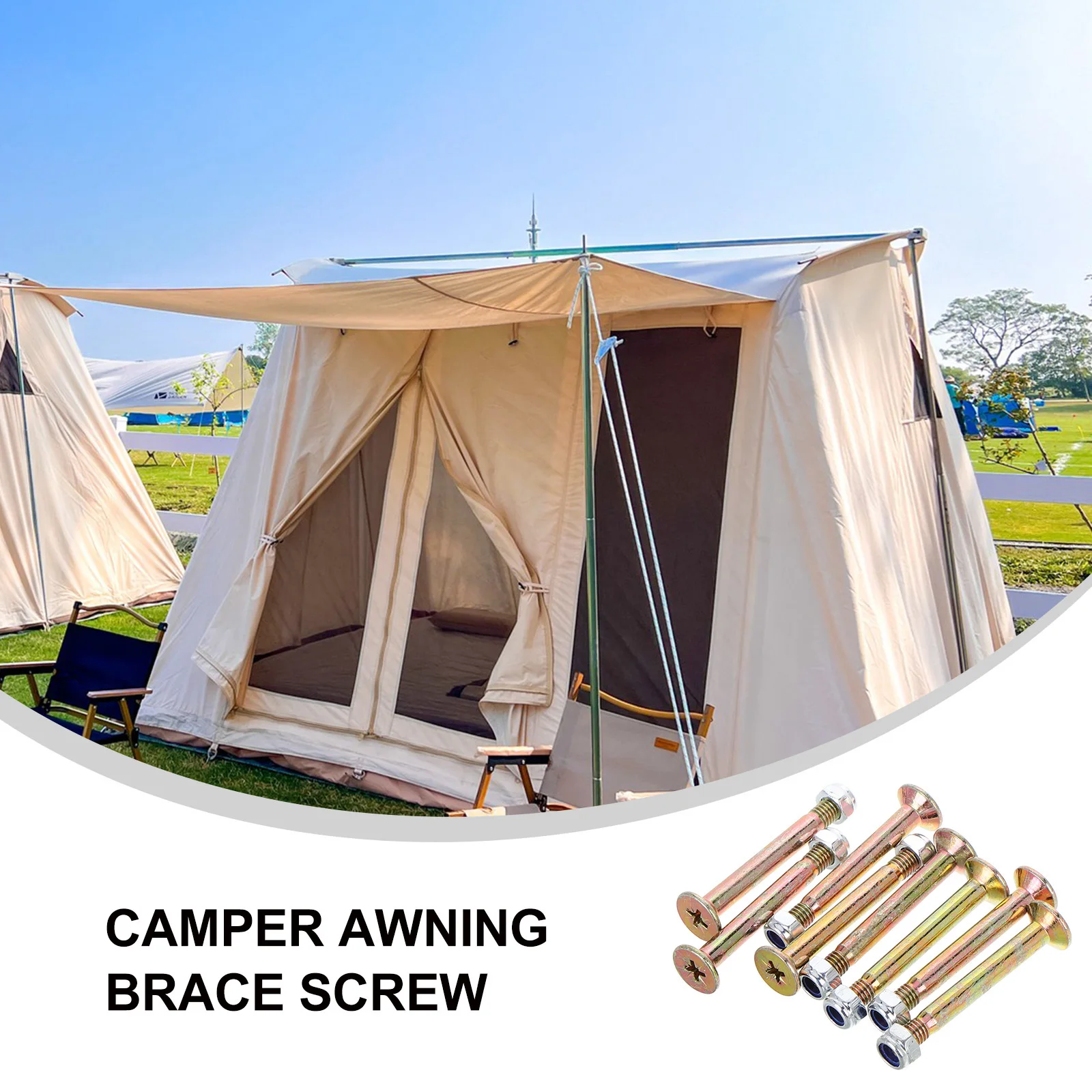 

8Pcs Metal Rv Awning Brace Parts Hexagon Head Screws Durable Camper Support Rods Awning Rafter Locking Accessories