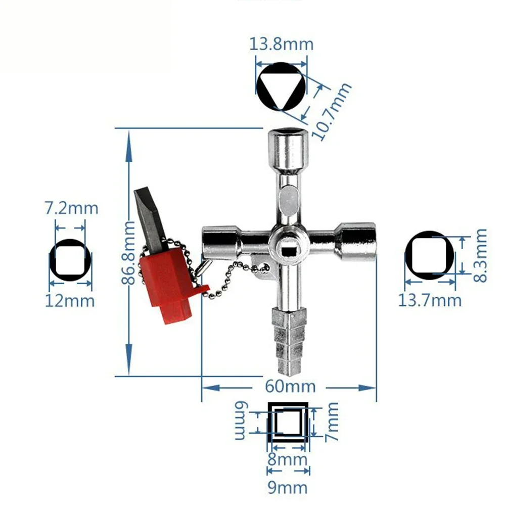 1X 4 Ways Multifunction Triangle Wrench Key Plumber Keys Triangle For Gas Electric Meter Cabinets Bleed Radiators